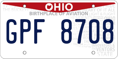 OH license plate GPF8708