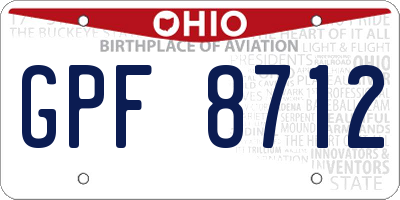 OH license plate GPF8712