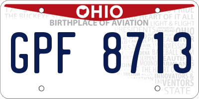 OH license plate GPF8713