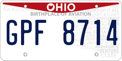OH license plate GPF8714