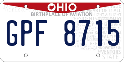 OH license plate GPF8715