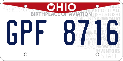 OH license plate GPF8716