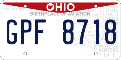 OH license plate GPF8718