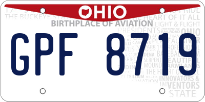 OH license plate GPF8719