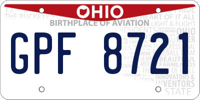 OH license plate GPF8721