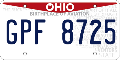 OH license plate GPF8725