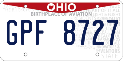 OH license plate GPF8727