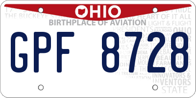 OH license plate GPF8728