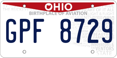 OH license plate GPF8729