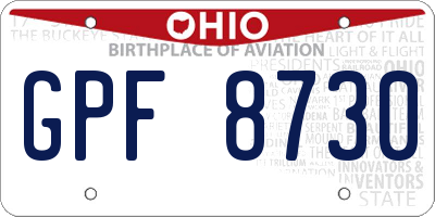 OH license plate GPF8730