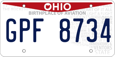 OH license plate GPF8734