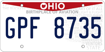 OH license plate GPF8735
