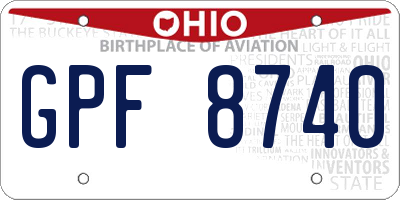 OH license plate GPF8740