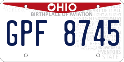 OH license plate GPF8745