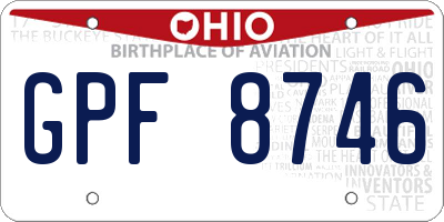 OH license plate GPF8746