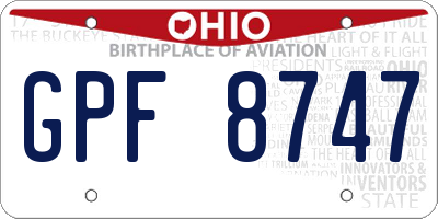 OH license plate GPF8747