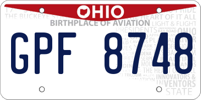 OH license plate GPF8748