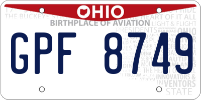 OH license plate GPF8749