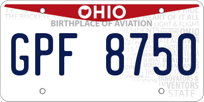 OH license plate GPF8750
