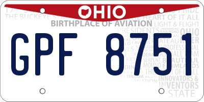 OH license plate GPF8751