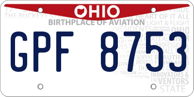OH license plate GPF8753