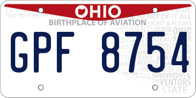 OH license plate GPF8754