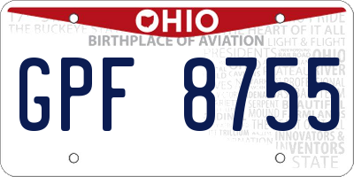 OH license plate GPF8755