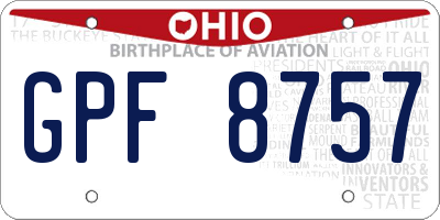 OH license plate GPF8757