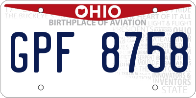 OH license plate GPF8758