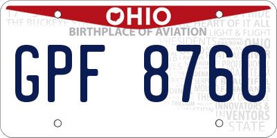 OH license plate GPF8760