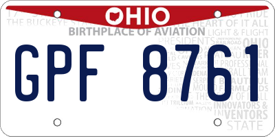 OH license plate GPF8761