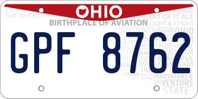 OH license plate GPF8762
