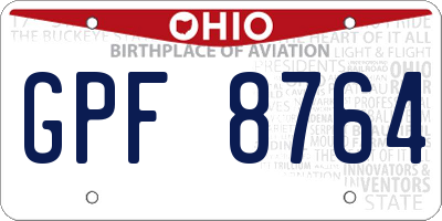 OH license plate GPF8764