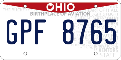 OH license plate GPF8765