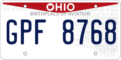 OH license plate GPF8768