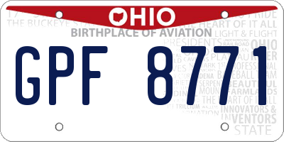 OH license plate GPF8771