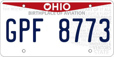 OH license plate GPF8773