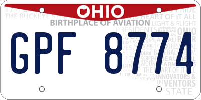 OH license plate GPF8774