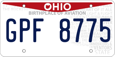 OH license plate GPF8775
