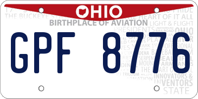 OH license plate GPF8776