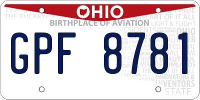 OH license plate GPF8781