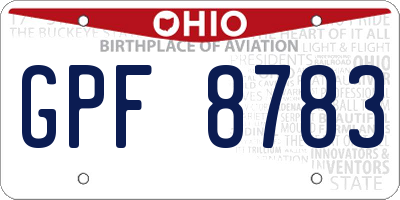 OH license plate GPF8783