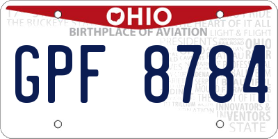 OH license plate GPF8784