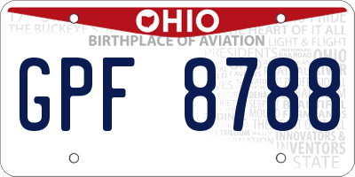 OH license plate GPF8788