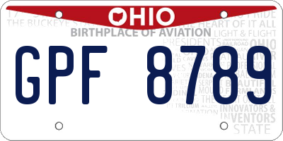 OH license plate GPF8789