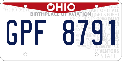 OH license plate GPF8791