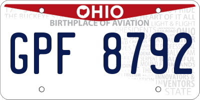 OH license plate GPF8792
