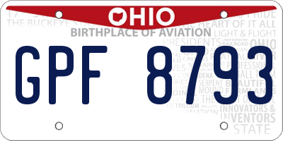 OH license plate GPF8793