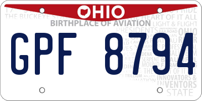OH license plate GPF8794