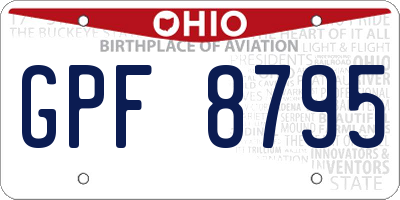 OH license plate GPF8795